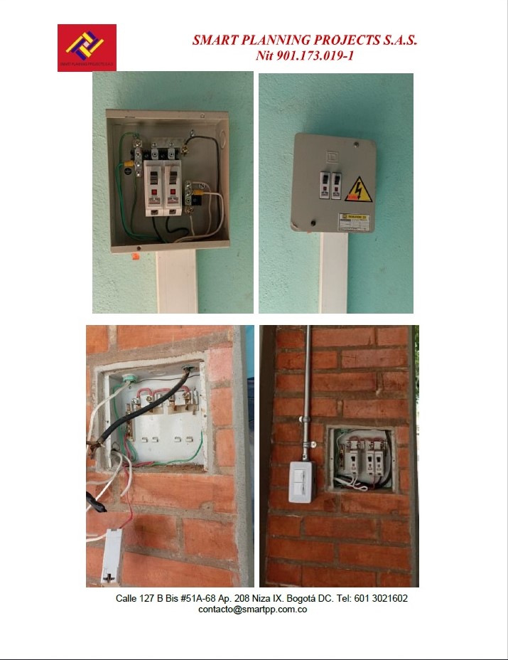 Tableros eléctricos y cableado instalados en la sede educativa Pedro Pabón Parga como parte de la reposición de la red eléctrica.